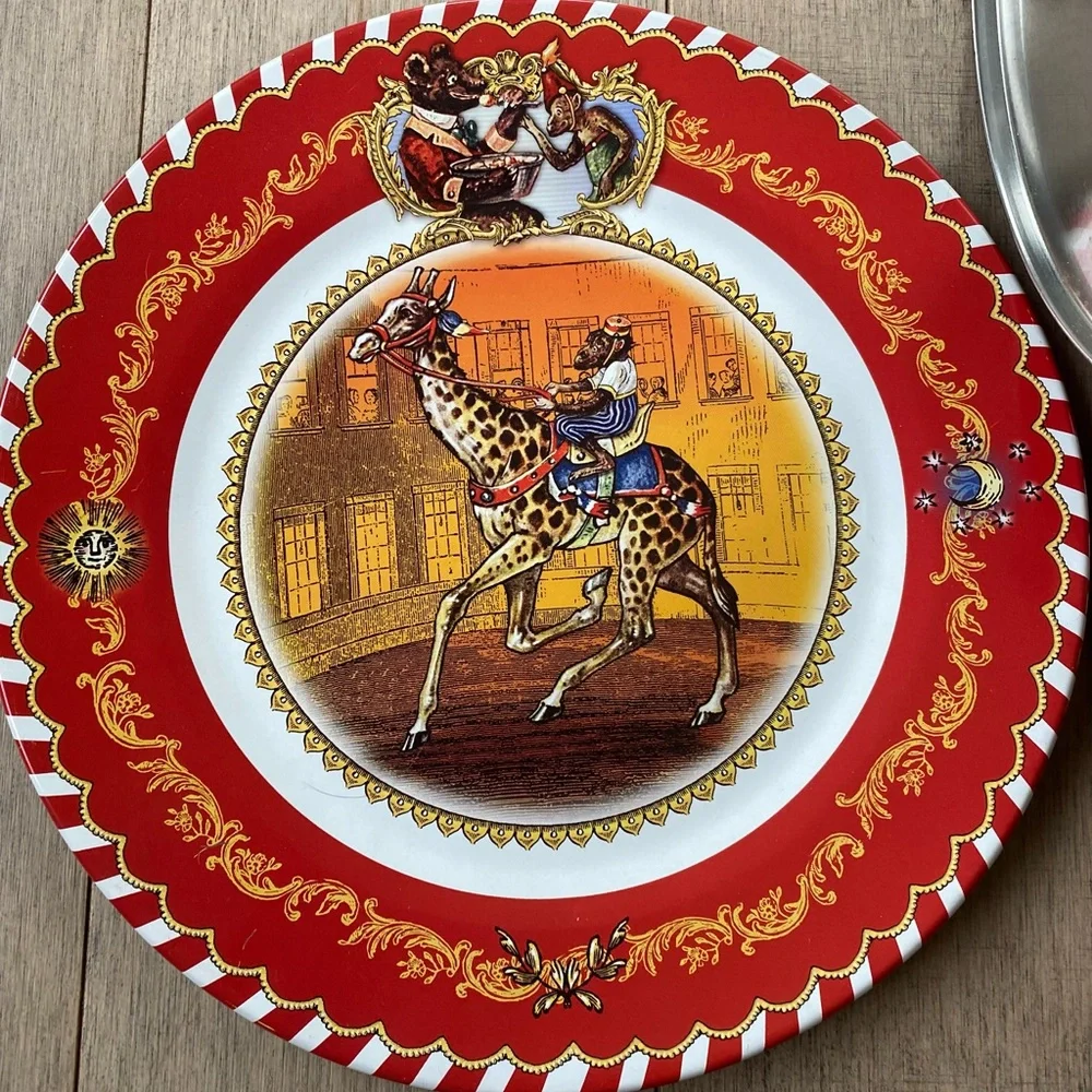 Restoration Hardware Circus Animals 4 Tin Plates Set Tin & Lid Whimsical